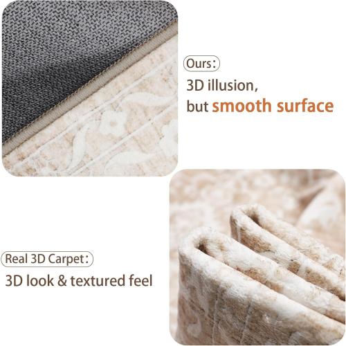 10x14 Area Rugs for Living Room Large Washable Rugs for Bedroom Floral Vintage Non-Slip Thin Area Rug Indoor Home Office Decor Beige