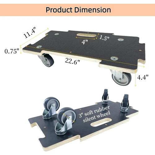 Furniture Dolly 4 Wheels Heavy Duty Spliceable Wood Platform Dolly 2 Pack, 1100 lbs Load Capacity Wood Pallet Jack, Furniture Moving Wooden Appliance Mover with 4 Soft Rubber Silent Wheels