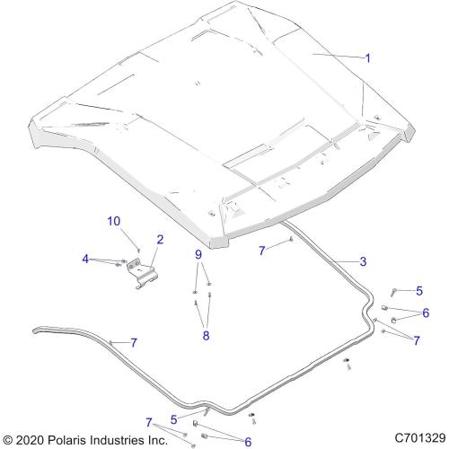 Polaris Ranger Roof Seal, Poly, XOVR, Genuine OEM Part 5415720, Qty 1