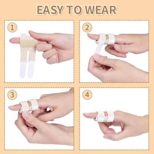Trigger Thumb Splints, Finger Splint for Broken/Straightening/Arthritis, Breathable Thumb Brace for Thumb/Middle/Ring/Index/Pinky Finger, Beige, Short, 2pcs