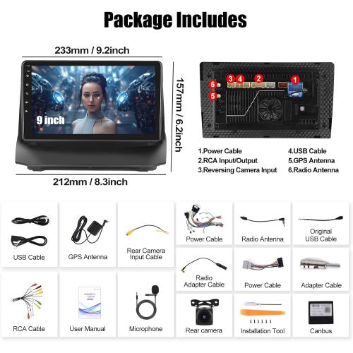 SIXWIN 8 Core Qualcomm Android Car Stereo for Ford Fiesta 2009-2014 9 Inch Touch Screen with CarPlay Android Auto 4G 64G Bluetooth Cooling Fan Weather Forecast UI Design Intelligent Voice