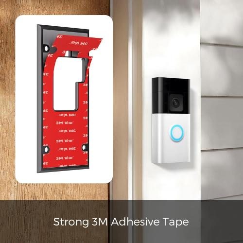 No Drill Doorbell Mount for Ring Battery Doorbell (2024 Release) - Strong Adhesive Mounting Plate, Renter Friendly Apartment & Office Video Doorbell Holder Bracket, Easy Install Accessories Kit