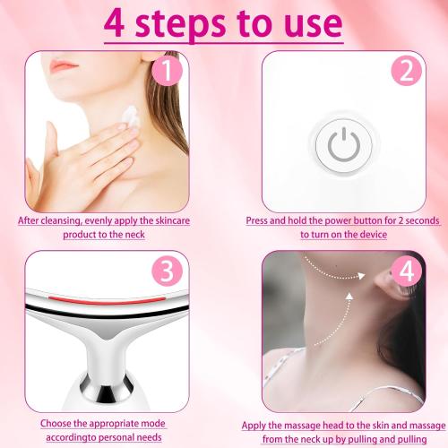 VGY Face and Neck Massager Tool, 7-in-1 Color Red-Light-Therapy Wand for Skin Care, White