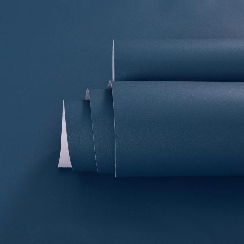 Navy Blue Peel and Stick Removable Wallpaper Thicken Vinyl Modern Matte Textured Solid Color Self-Adhesive Room Wallpaper Countertop Contact Paper for Kitchen Cabinet (24x393 Dark Blue)