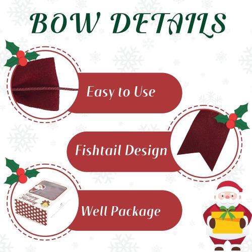 AIMUDI Burgundy Bows for Christmas Tree 5'' Hand Felted Christmas Bows for Gift Wrapping Premade Bow Gift Bows for Presents Crafts Wreaths Fireplaces Winter Holiday Christmas Decorations, 24 PCs
