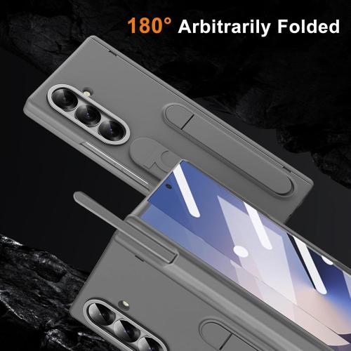 for Samsung Galaxy Z Fold 7 Case with Finger Strap Built-in S-Pen Slot & Pen Full Hinge Coverage Protection Screen Protector Cover for Samsung Galaxy Fold 7 (Gray)