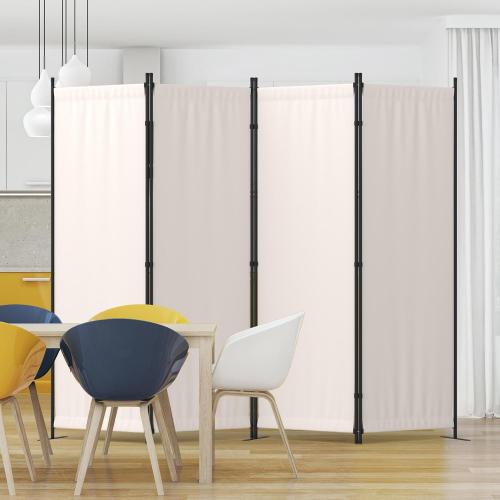 Room Divider 4 Panel Partition Room Dividers & Folding Privacy Screens w/ 3 Metal Feet,88 W Portable Wall Doubles as a Dressing Screen Wall Divider for Office Bedroom Children's Room,White