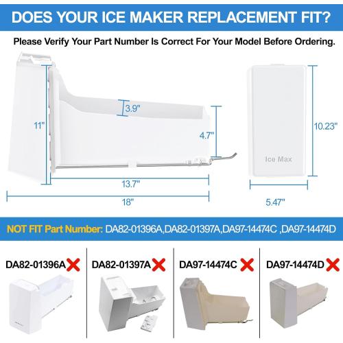 Upgraded DA97-20156B Refrigerator Ice Bucket Compatible with Samsung Ice Maker Replacement Ice Tray Parts DA97-20156A RF28R7201SR RF28R7351SR RF27T5201SR RF27T5201SG RF28HMEDBSR RF27T5501SR Ice Maker