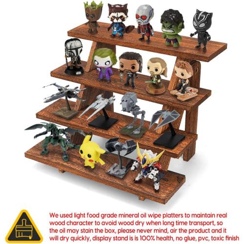 Manspdier Wooden Display Stand Wood Cupcake Stands Tool Free, Rustic Risers for Display Ideal Craft Funko Pop Shelves Table Display Stand for Vendors Wood Riser
