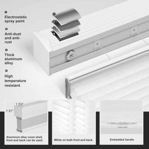 CREAM AND WHITE Boolegon Top Down and Bottom Up Light Filtering Cellular Shades Cordless Honeycomb Blinds for Windows Custom Size, White, Any Size