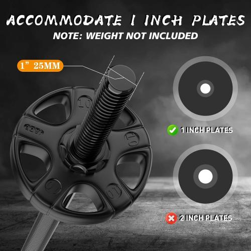 55 Weight Lifting Bar, 1 Standard Straight Barbell Bars for Weight lifting, Olympic Barbell Bar for Bench Press/Hip Thrusts/Squats/Lunges for Gym and Home, 2 Star Star-nuts (480lb Weight Capacity)