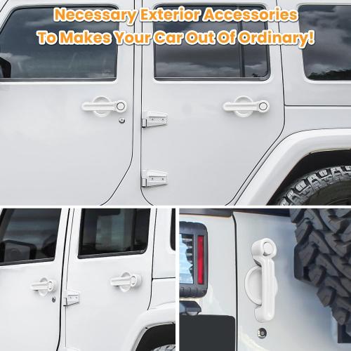 E-cowlboy Door Handle Cover Inserts Tailgate Handle Cover Recess Guard for 2007-2018 Jeep Wrangler JK JKU Sports Sahara Freedom Rubicon Unlimited Exterior Accessories (White 15PCS)