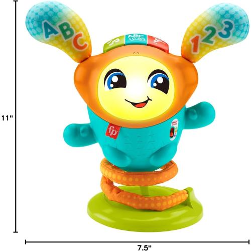 Fisher-Price Baby & Toddler Learning Toy DJ Bouncin’ Beats with Music Lights & Bouncing Action for Ages 9  Months, Multilanguage Version