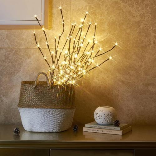 EAMBRITE 6PK Lighted Branches Brown Twig Stake with 120LED Warm White Lights, 30 Pathway Light for Outdoor and Indoor Use(Vase Excluded)