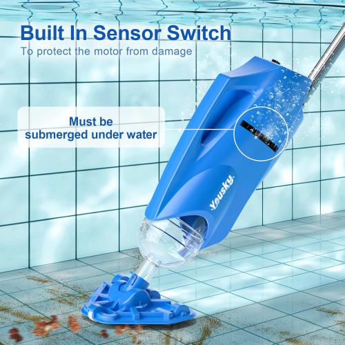 Pool Vacuum for Above Ground Pool: Cordless Handheld Pool Vacuum w/Telescopic Pole, Rechargeable Swimming Pool Cleaner for Inground Pools and Hot Tubs, Powerful Suction up to 18 Gallons/Min.