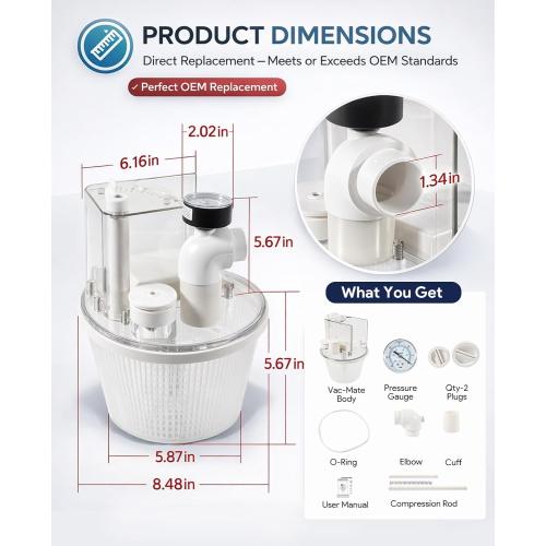 R211100 Vac-Mate Pool Cleaner Dispenser Box – Multi-Function Vacuum Skimmer Attachment – Includes Basket, Pressure Gauge & Easy Install Kit