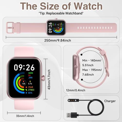 Smart Watch for Women Men with Bluetooth Call, Alexa Built-in Smartwatch, 1.83DIY Dial Fitness Watch with Sleep Heart Rate Monitor, 110  Sport Modes, IP68 Waterproof Watch Compatible with Android iOS