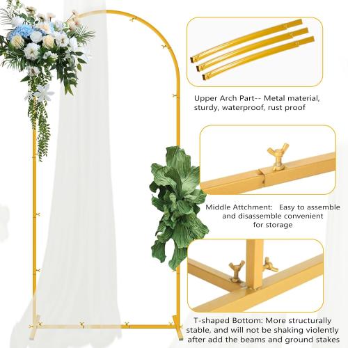 Set of 2 Gold Metal Wedding Arch Backdrop Stand (7.2FT and 6FT), Balloon Arch Stand for for Party, Wedding, Baby Shower, Graduations, Holiday Ceremony - Ideal for Balloons Flowers and Garden Decor