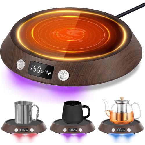 Coffee Mug Warmer – 55W Fast Heating Coffee Warmer, 3 Temperature Settings up to 170℉ with LED Lights, 2–9H Timer & Auto Shut-Off, Coffee Cup Warmer Gift for Women & Men, Office/Home Use