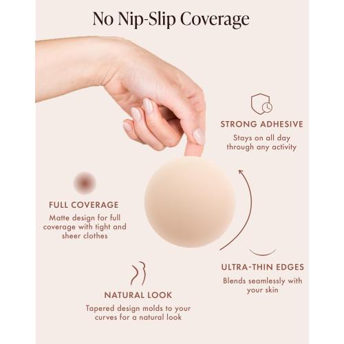 SizeD-H..color cream Reusable Silicone Nipple Covers - Waterproof, Nude, 4 Shades - Sticky Breast Stickers for Strapless Dress
