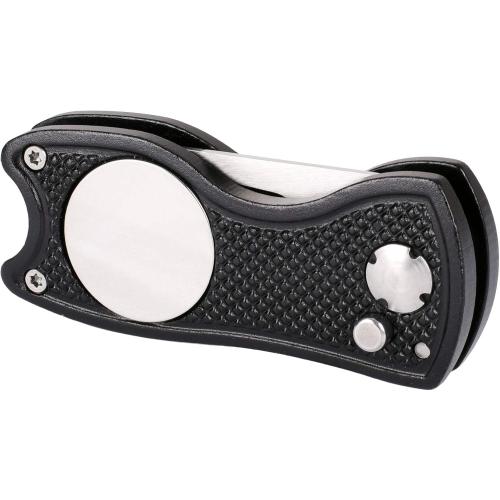 Mile High Life Microfiber Waffle Pattern Golf Towel | Club Groove Cleaner Brush | Foldable Divot Tool with Magnetic Ball Marker (Black Towel/Brush/Fish Divot)