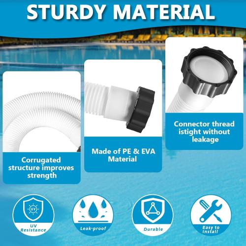 2 Pcs Pool Hoses for Above Ground Pools 1 1/2 Inch Diameter 59 Long Pool Pump Hose Replacement Filter Pump Hose Accessories