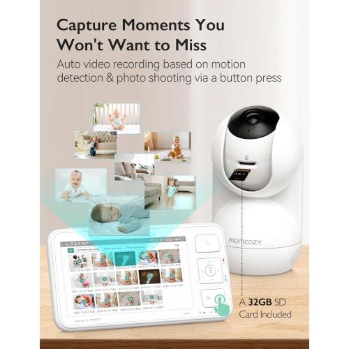 Momcozy Video Baby Monitor, 5.5” 1080P Full HD Baby Monitor with Camera No WiFi, Infrared Night Vision, 5800mAh 120-hrs Battery, ECO, VOX, 2-Way Audio, 1640ft Range, Record and Rewind Locally, BM03