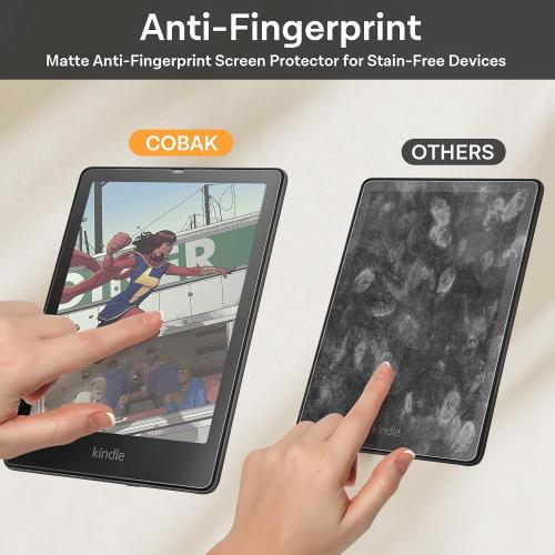 CoBak 3 Pack Anti-Glare Matte Screen Protector for 7 Kindle Paperwhite 12th Gen 2024 & Colorsoft Signature Edition,for Kobo Aura 2 - High Clarity, Fingerprint Resistant - Fine-Grit Texture PET Film