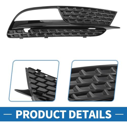 Fog Light Grill No.8T0807681H/8T0807682H 20.28x5.12 Front Lower Bumper Fog Light Cover Inserts for Audi A5 2013-2017 ABS Black