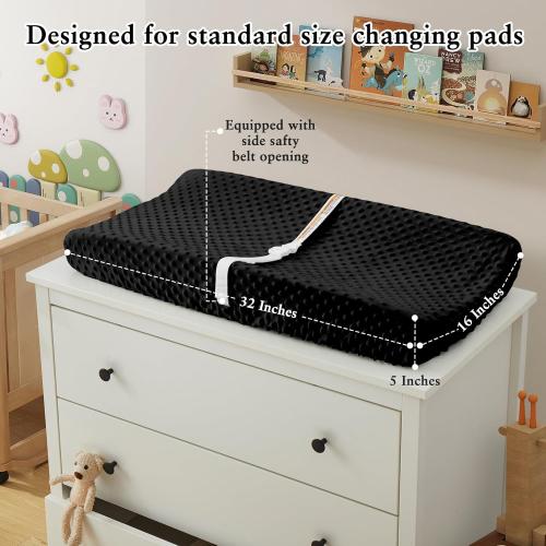 Homiest 2 Pack Changing Pad Cover, White   Black Changing Table Sheets, Ultra Soft Fleece Minky Dot Fabric, Breathable Comfortable Diaper Pad Cover for Girls and Boys, Machine Washable