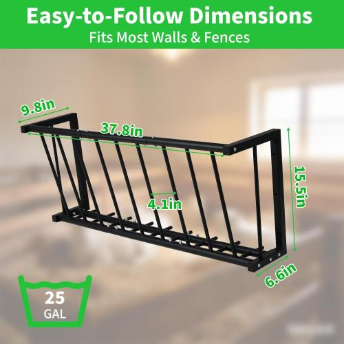 Wall Mount Hay Rack for Goats, Sheep, Horses – Heavy Duty 25 Gallon Livestock Hay Feeder, Hanging Blanket Holder with Rust Resistant Coating, Space Saving Farm Goat Feeder for Indoor, Outdoor Use