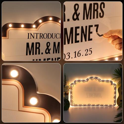 20IN Wedding Bottle Service Sign, Personalized Wedding Entrance Props Led Marquee Sign for Reception, Custom Light up Marquee Sign with Stickers for Bridal Engagement Anniversary Nightclub Gift