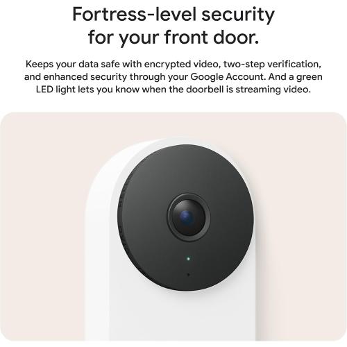 Google Nest Doorbell (Wired, 3rd Gen) - 2K Video and Gemini, Live View, Night Vision, 2-Way Audio - Works with Google Home - 2025 Model - Snow