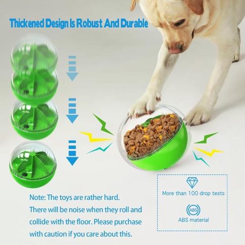 Green Dog Treat Ball, Dog Food Puzzle Slow Feeder Interactive Squeaky Mental Stimulation Toys, Dog& Cat Treat Dispenser Puzzle Toys Active Rolling Balls for Medium/Large Dog Breeds