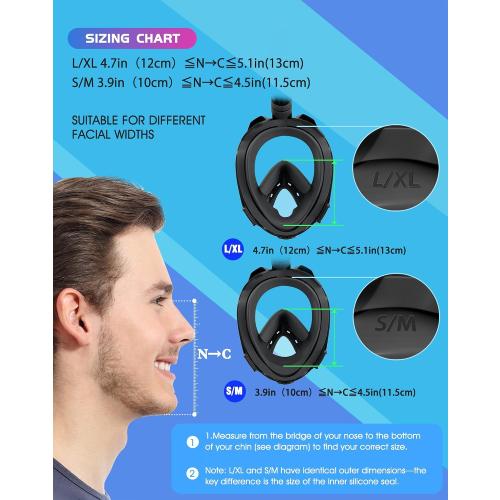 Color Grey Greatever G2 Full Face Snorkel Mask with Latest Dry Top System,Foldable 180 Degree Panoramic View Snorkeling Mask with Camera Mount,Safe Breathing,Anti-Leak&Anti-Fog