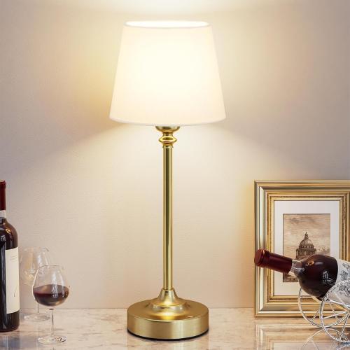 Cordless Table Lamp Rechargeable Gold - 1 Pack Brass 4000mAH Battery Operated Lamp for Decor, 3000K Stepless Dimming Touch Control Wireless Lamp for Bedroom, Dining Table, Counter, Living Room