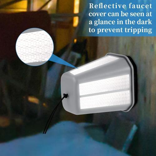 2 Pack 2026 Upgrade Extra Large Outdoor Faucet Cover for Winter Freeze Protection 8.5x7x5.5in Thick Plastic Foam Hose Bib Spigot Cover Winter Insulated with Reflective Strips (Gray)