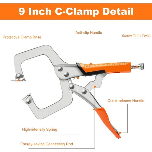 Pocket Hole Jig System Kit, Pocket Screw Jig with 11 Inch Clamp, Square Driver Bit, Hex Wrench, Depth Stop Collar, Step Drill Bit, Coarse Square Driver Screws, All In One for Joinery Work