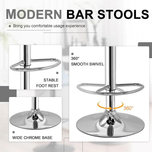 VECELO Adjustable Bar Stools with Back, Bar Height Stools for Kitchen Counter, Bar Stools Set of 2, X-Large Size, 17.3 D x 16.5 W x 45 H, Black