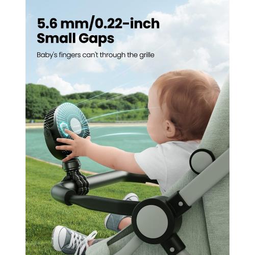 Gaiatop Mini Portable Stroller Fan, Battery Operated Small Clip on, Detachable 3 Speed Rechargeable, 360° Rotate Flexible Tripod Better Cooling for Car Seat Crib Treadmill Travel Black