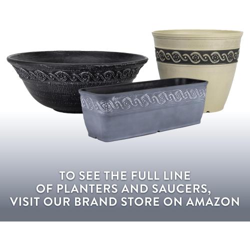 Classic Home and Garden Corinthian Resin Planter Pot - Outdoor & Indoor Plant Pot - Round Planter for Plants & Flowers (16 Ivory Ash, Pack of 1)