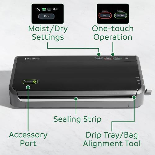FoodSaver Vacuum Sealer Machine, Automatic Bag Detection, Sous Vide Friendly, with sealer bags, roll, handheld vacuum sealer, black ‼️possibly stains missing or broken item ‼️