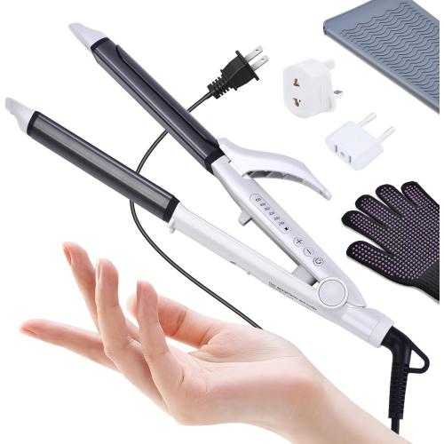 VGR Dual Voltage(100~250V) Travel Curling Iron with European Plug Adapter for International Travel, Europe Travel Essentials for Women, European Travel Must Haves