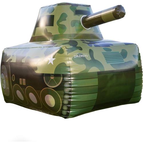 Dazmers Inflatable Army Tank - Inflatable Military Battle Tank for Party War for Kids, Birthday, Toy Parties, Laser Tag, Paintball, Gel Blaster Gun, Water and Airsoft