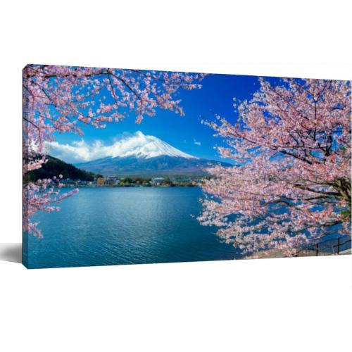 Large Wall Art Decor for Living Room Bedroom Bathroom Canvas Wall Art Framed Mount Fuji and Cherry tree Prints Artwork Painting Pictures Kitchen