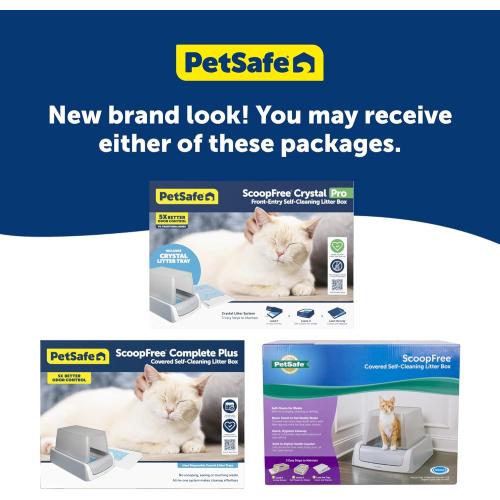 PetSafe Legacy ScoopFree Crystal Pro Self-Cleaning Automatic Cat Litter Box - Front-Entry Motion-Sensing Cat Box with Integrated Health Counter - Includes 1 Disposable Crystal Litter Tray