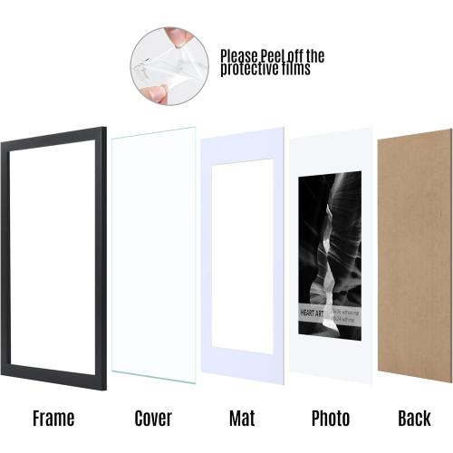 Black HEART ART 24x36 Poster Frame with Mat, Black Picture Frame, Display Pictures 18x24 with Mat or 24 x 36 Without Mat, Poster Frames 24 x 36 inches for Wall Mounting
