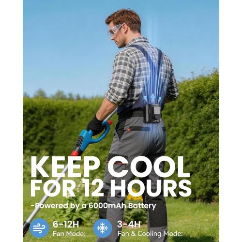 Portable Waist Fan with Ice Cooling, 4-in-1 Clip-On Fan for Car/Shirt/Hat/Belt, 16000RPM Strong Airflow, 12H Runtime, 100 Speed Settings, Wearable Fan for Outdoor Work, Camping, Travel Black