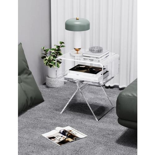 Acrylic Nightstand Side Table Modern Design Clear Home Decor Display End Table for Living Room (Clear)