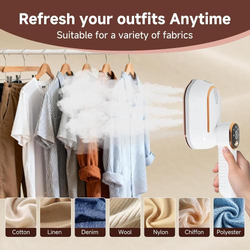 Travel Steamer, 1200W Portable Steamer for Clothes, 10-Second Rapid Heat-Up Plancha a Vapor Para Ropa with LED, 180° Rotating Handle & Ceramic Soleplate for Travel, Home, Office Use